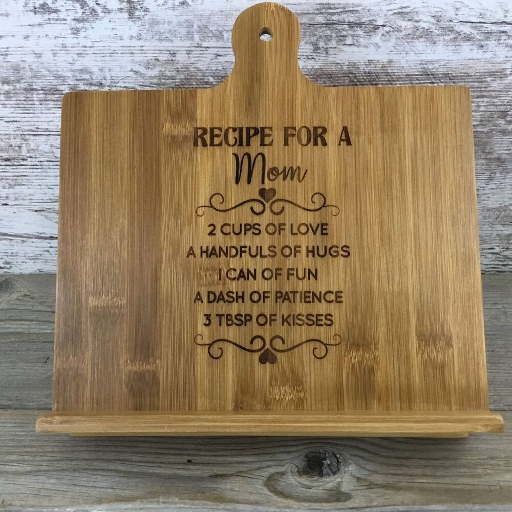 Recipe for a Mom Bamboo Recipe Holder Cookbook Stand
